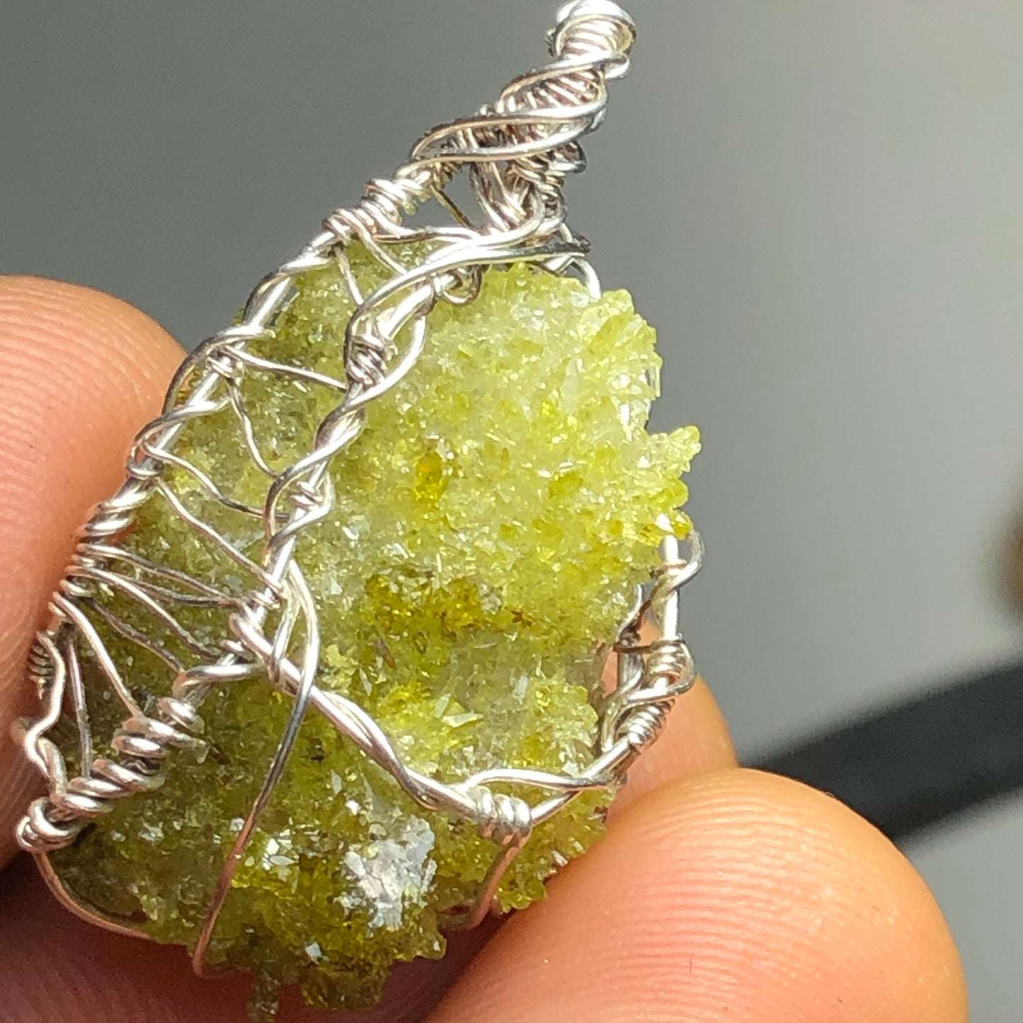 Green Zincite Cluster Pendant