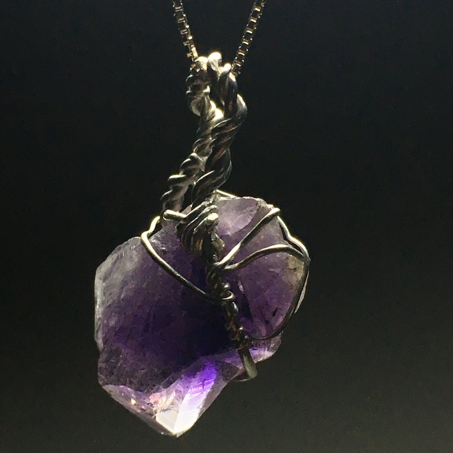 Amethyst Crystal Pendant Sterling Silver