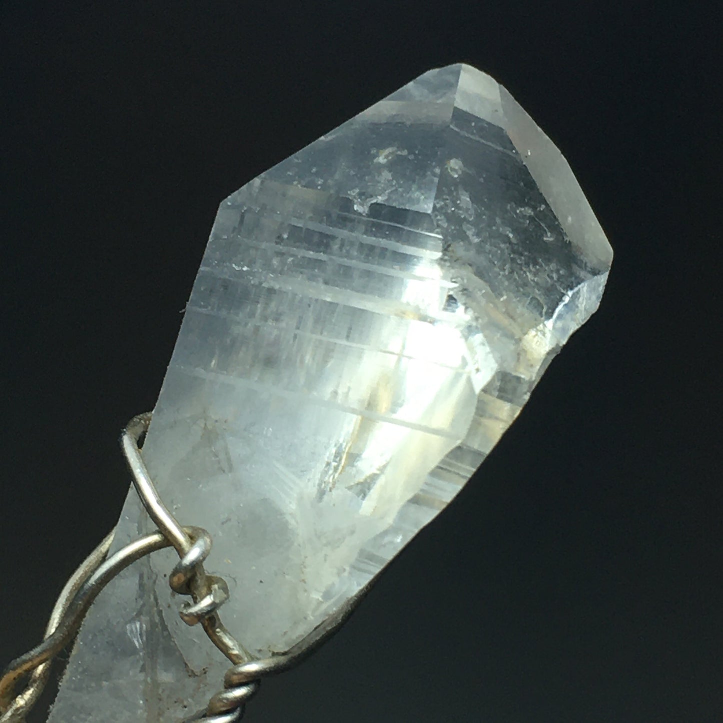 Double Terminated Arkansas Quartz and Silver Pendant