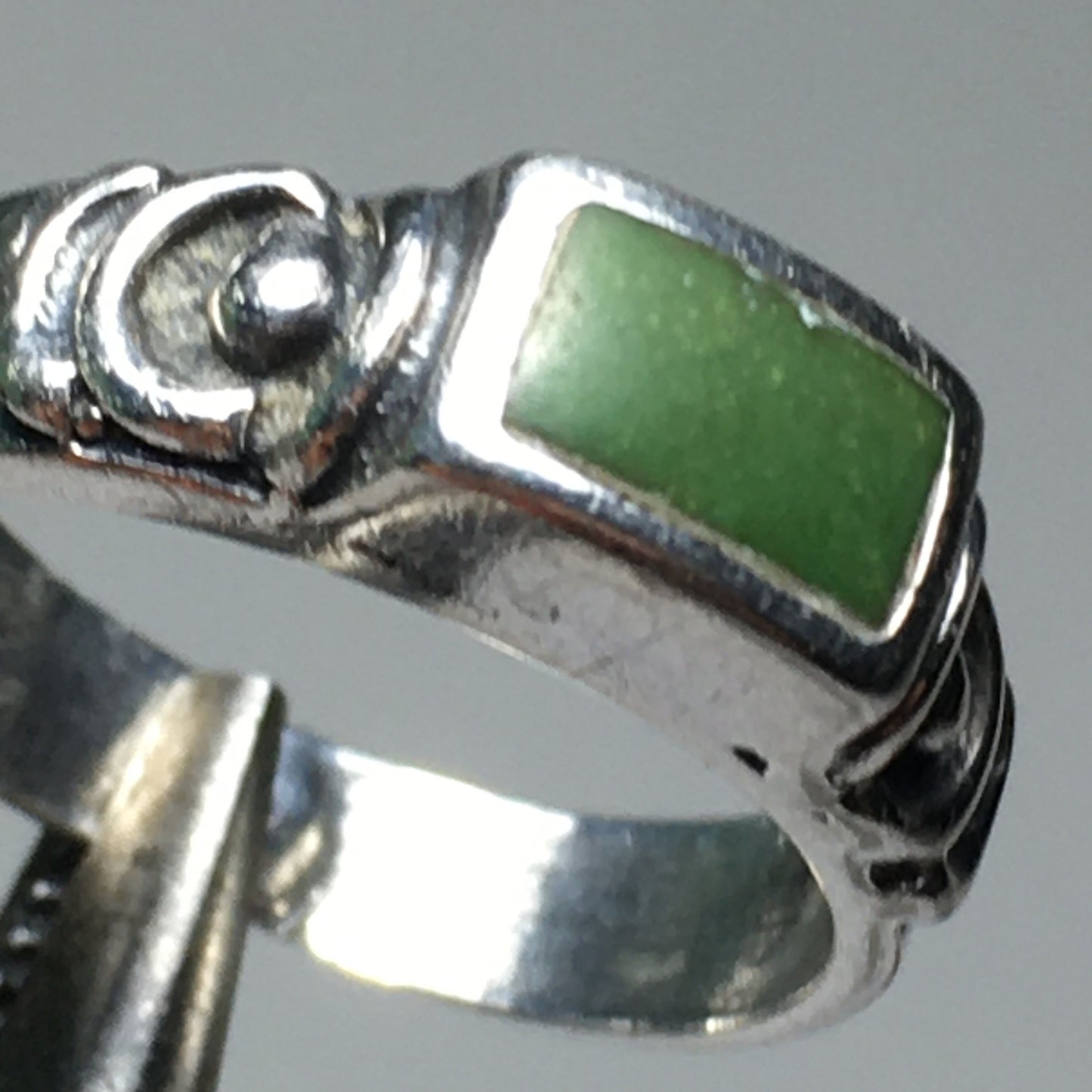 Jade and Silver Ring (Size 4-1/2)