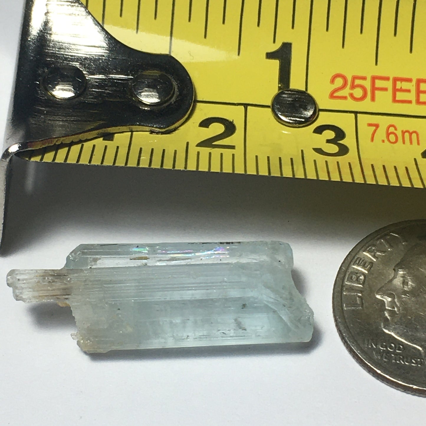 1" Terminated Gem Aquamarine 12.4ct (2.5g)