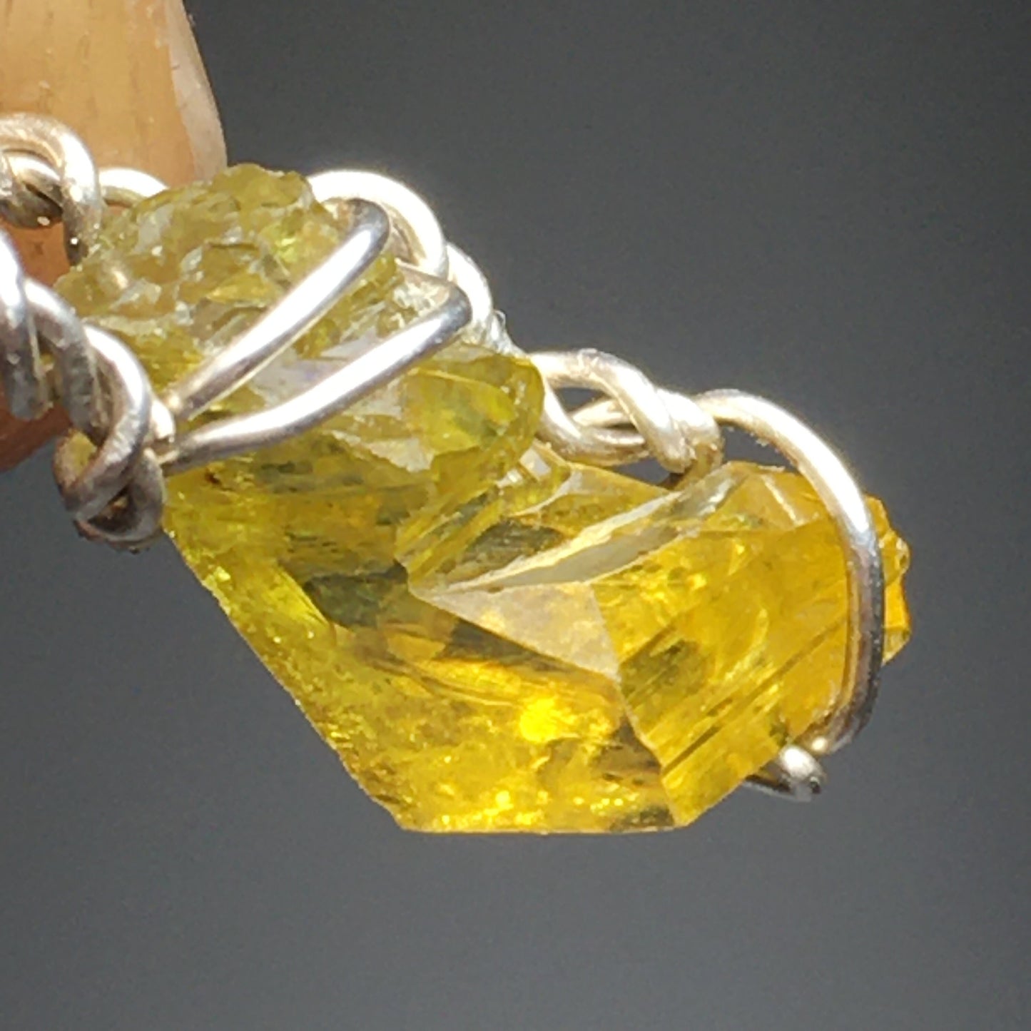 Yellow Zincite Pendant on 18" Silver Chain