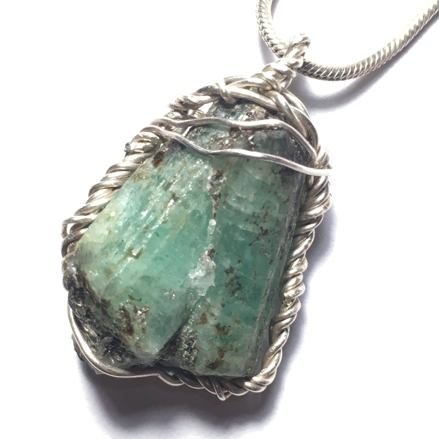 Large Emerald and Silver Pendant