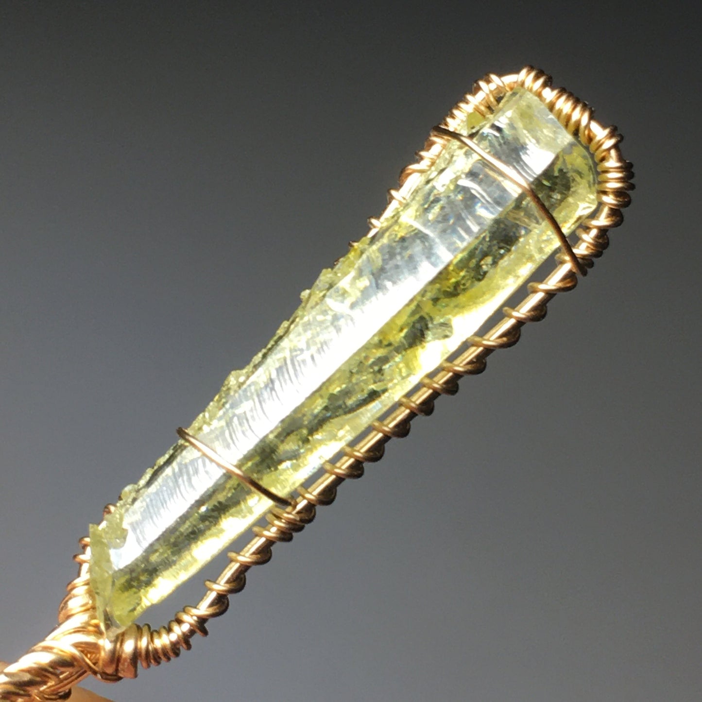 Large Zincite and Gold Pendant Handmade Wire Wrap
