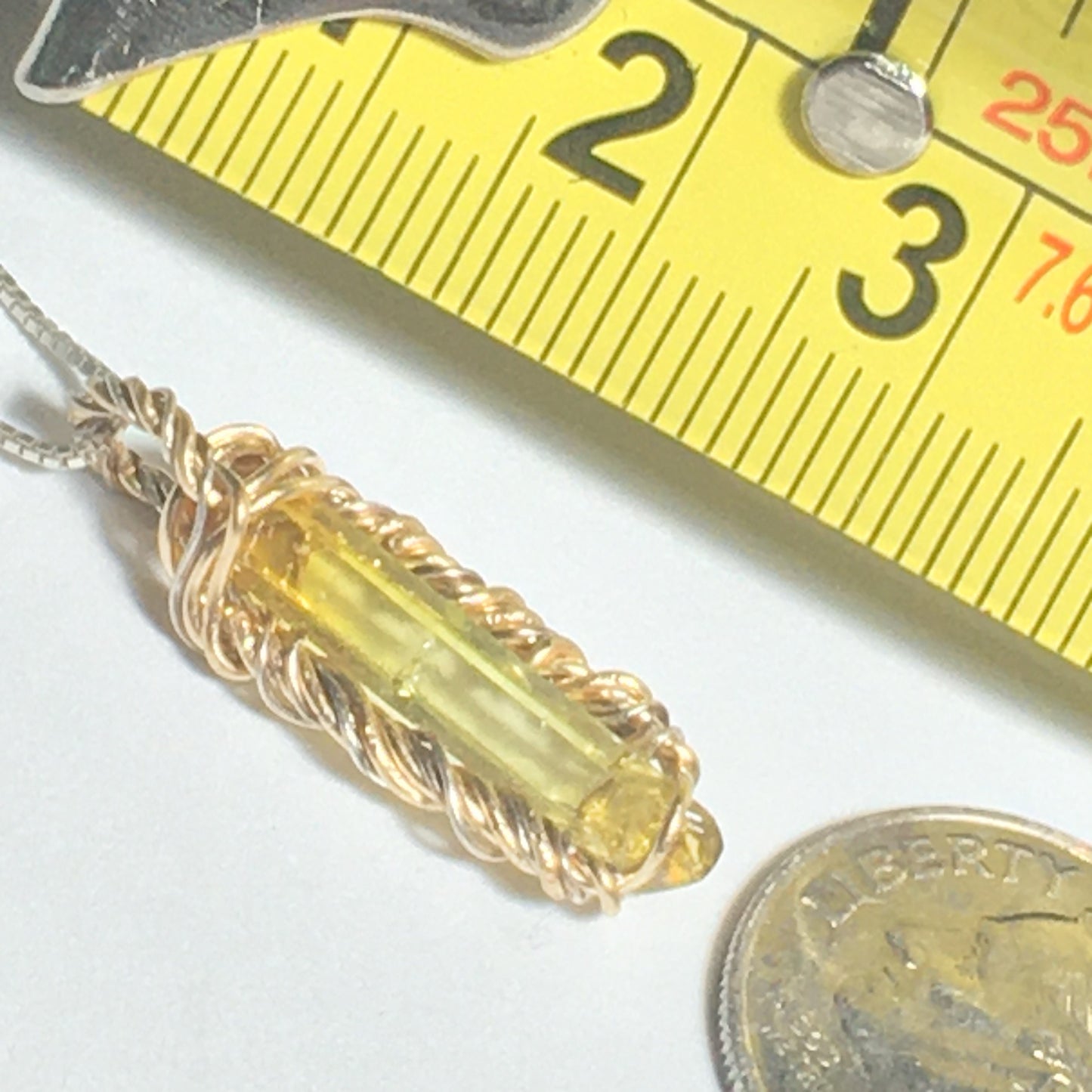 Yellow Zincite and Gold Pendant with Chain