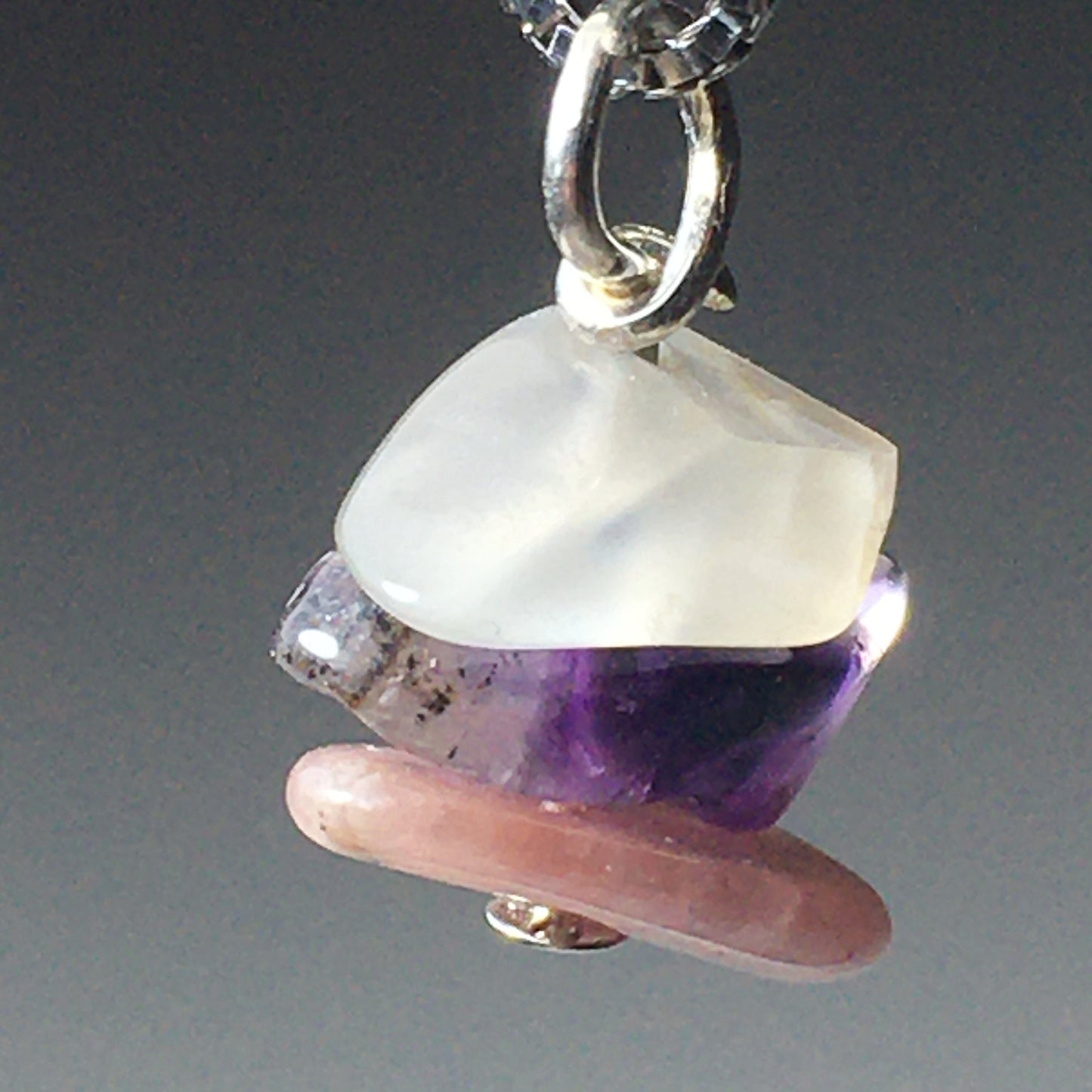 Divine Feminine Pendant - Moonstone Amethyst Rhodochrosite - 925 Sterling
