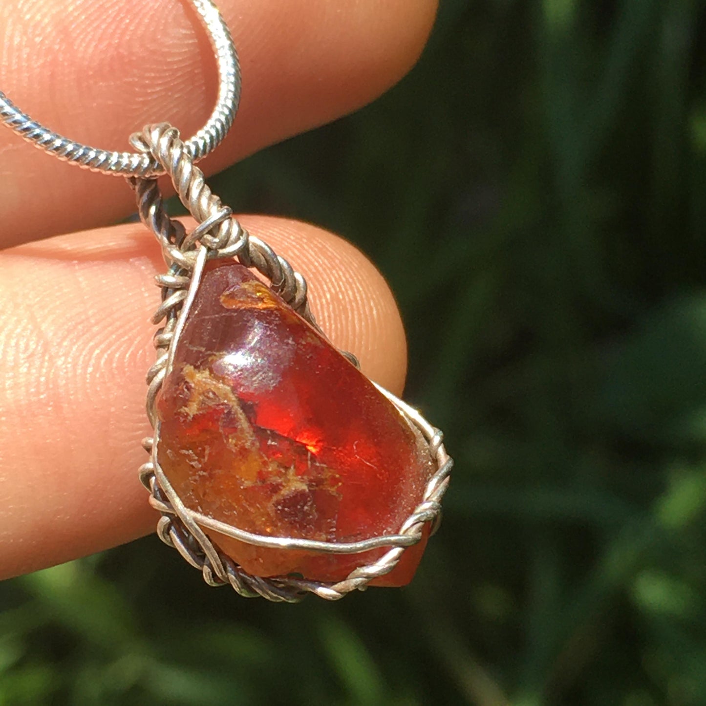 Vibrant Polished Red Zincite With Natural Etchings on Back - Pendant