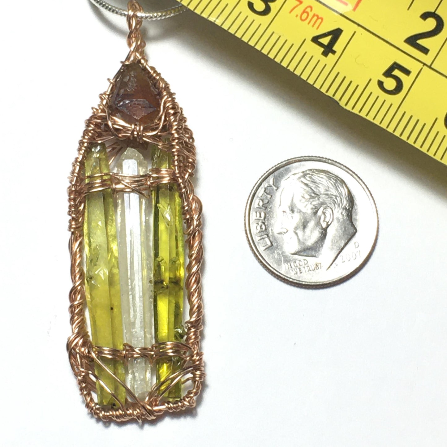 Big - 4 BIG Zincites and Rose-Gold Wire-Wrap Pendant on Chain