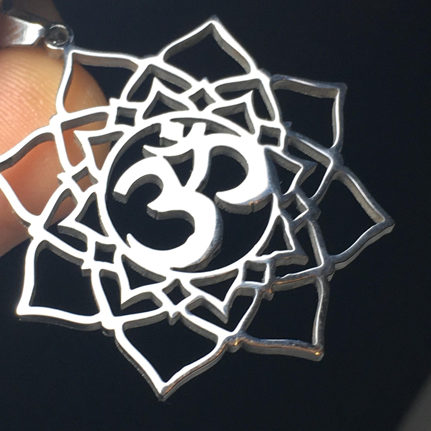 OM AUM and Lotus Flower Pendant steel laser cut