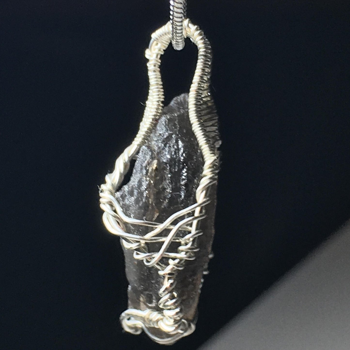 Tektite Meteorite and Silver Pendant