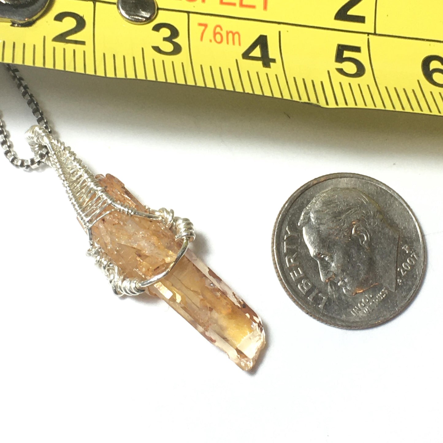 Golden Healer Quartz Pendant Rose Gold and Silver