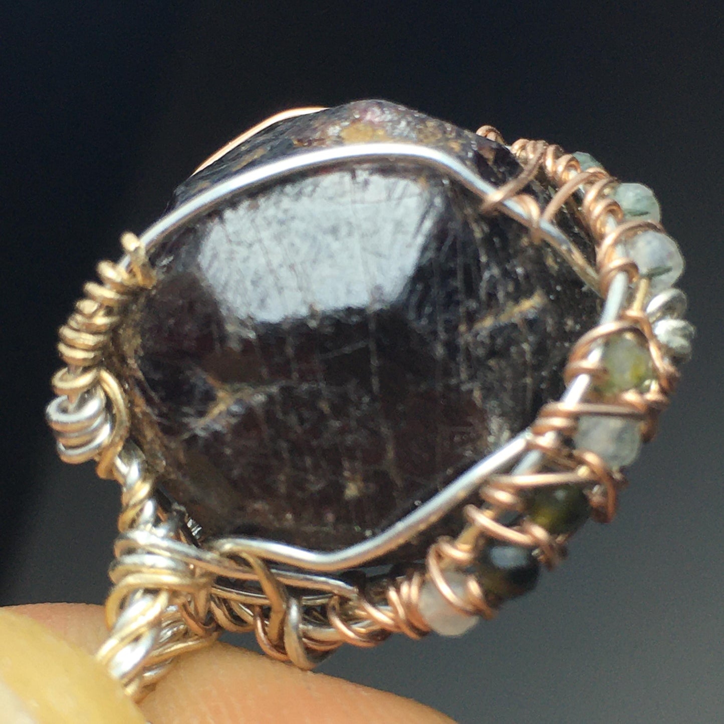 Garnet and Prehnite Rose Gold and Silver Pendant
