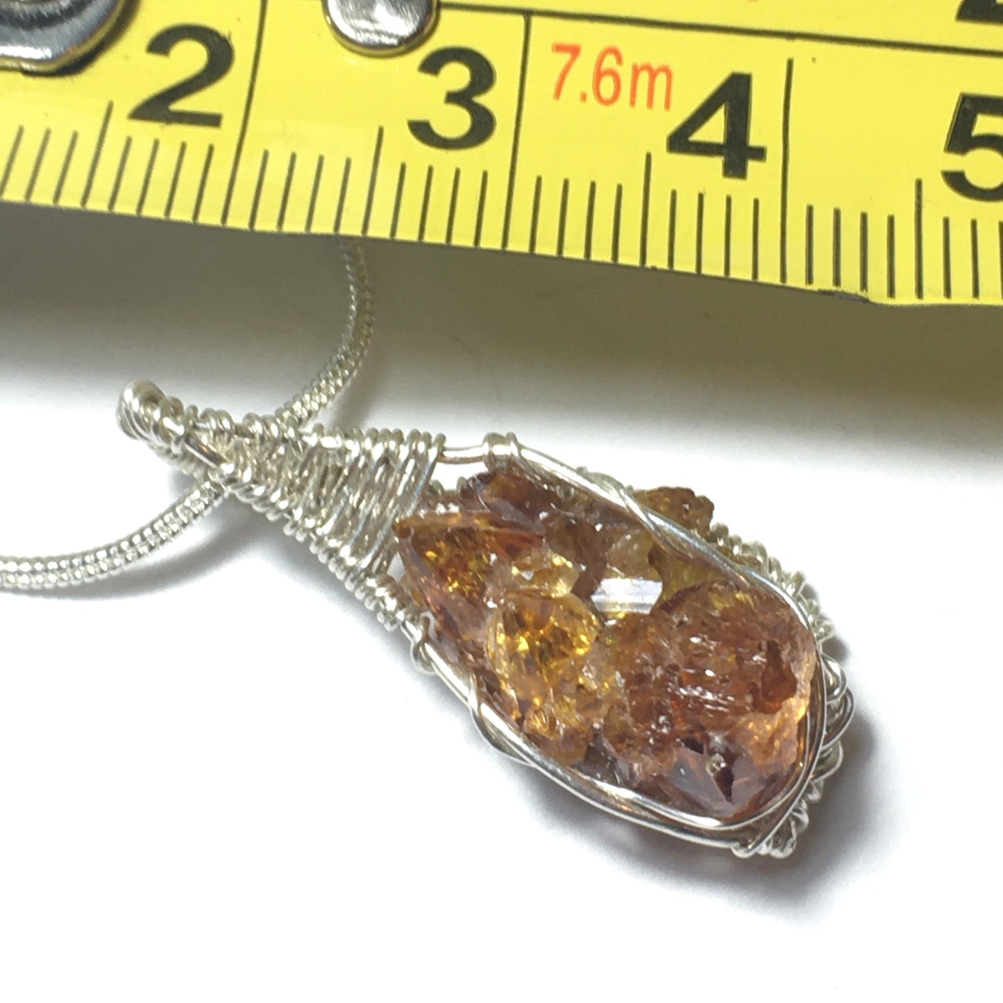 Orange Zincite and Silver Pendant with Chain