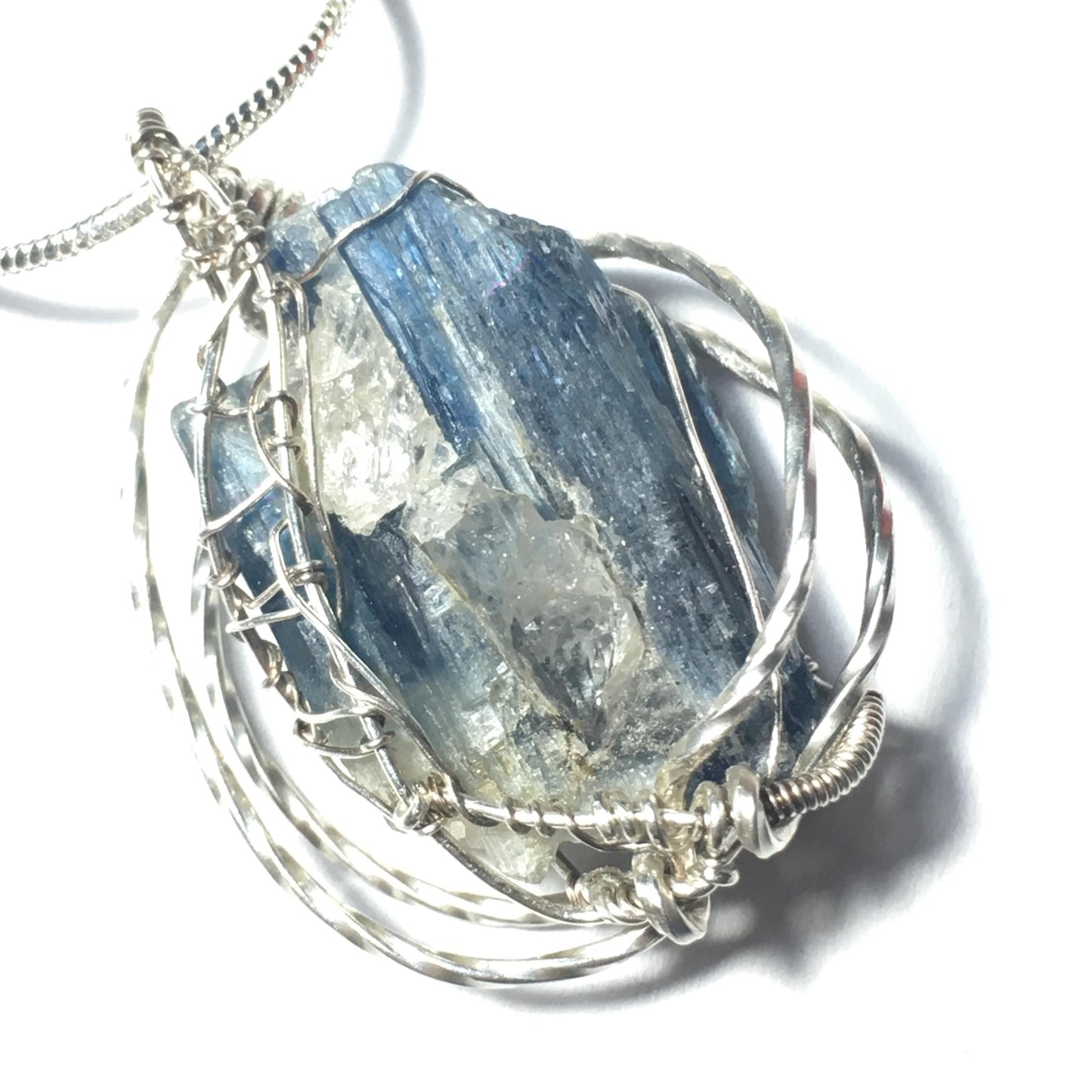 Kyanite and solid sterling silver Wire-Wrap Jewelry Pendant