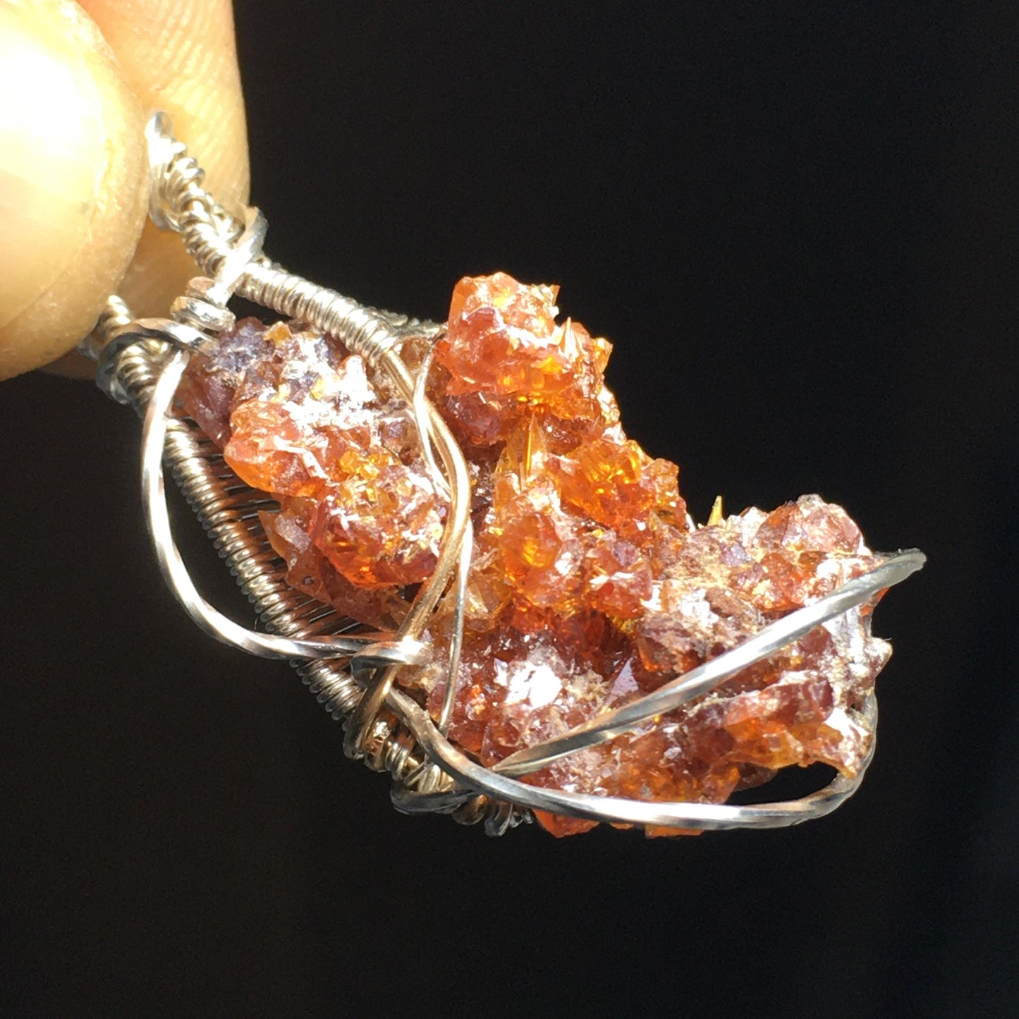 GIANT Red Zincite and Silver/Gold Pendant with Chain (Blacklight Fluorescent UV Reactive)
