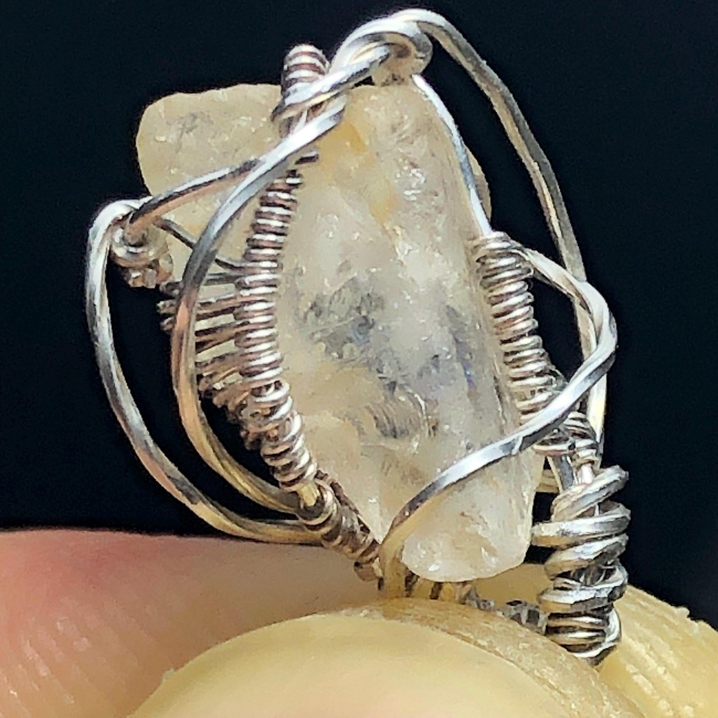 Nigerian Phenacite Silver Wire-Wrap Pendant