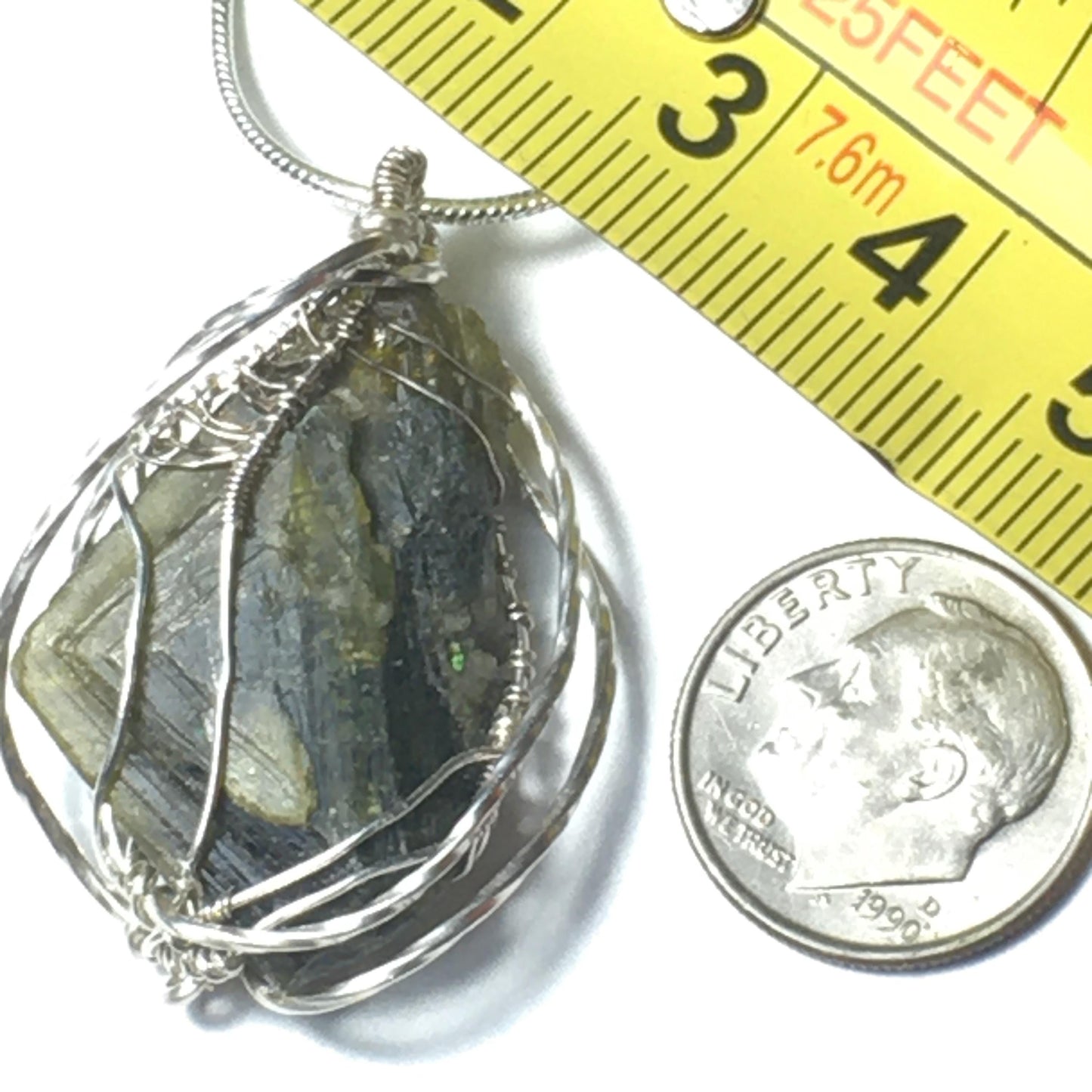 GREEN TOURMALINE and Silver Jewelry Pendant