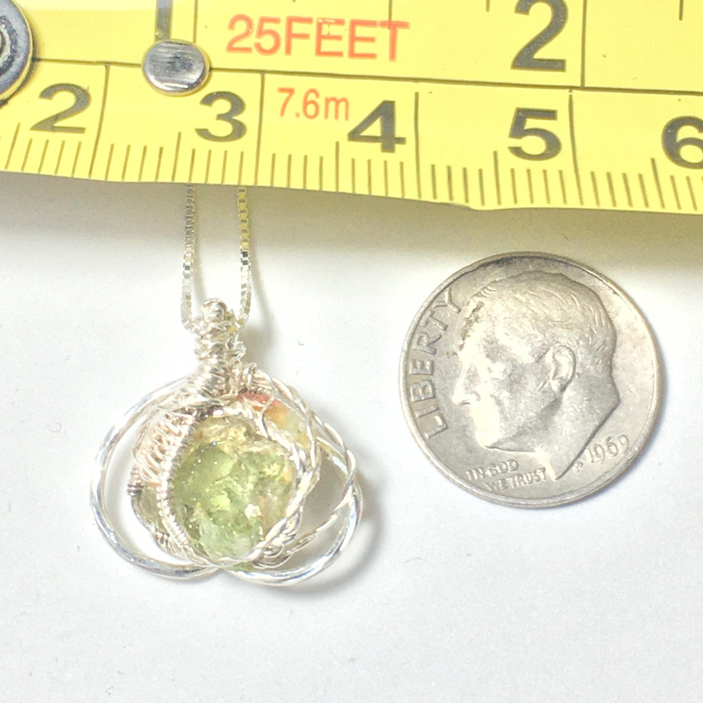 Green Tourmaline and Silver Pendant