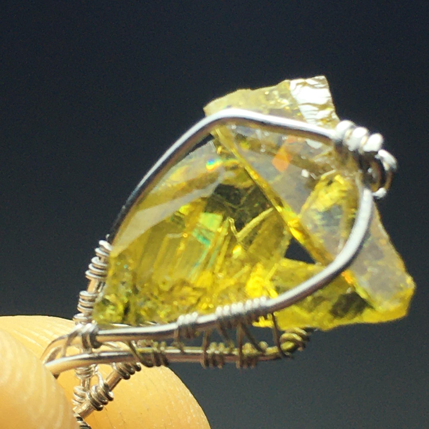 AAA+ Bright Yellow Gemmy Zincite and Silver Pendant