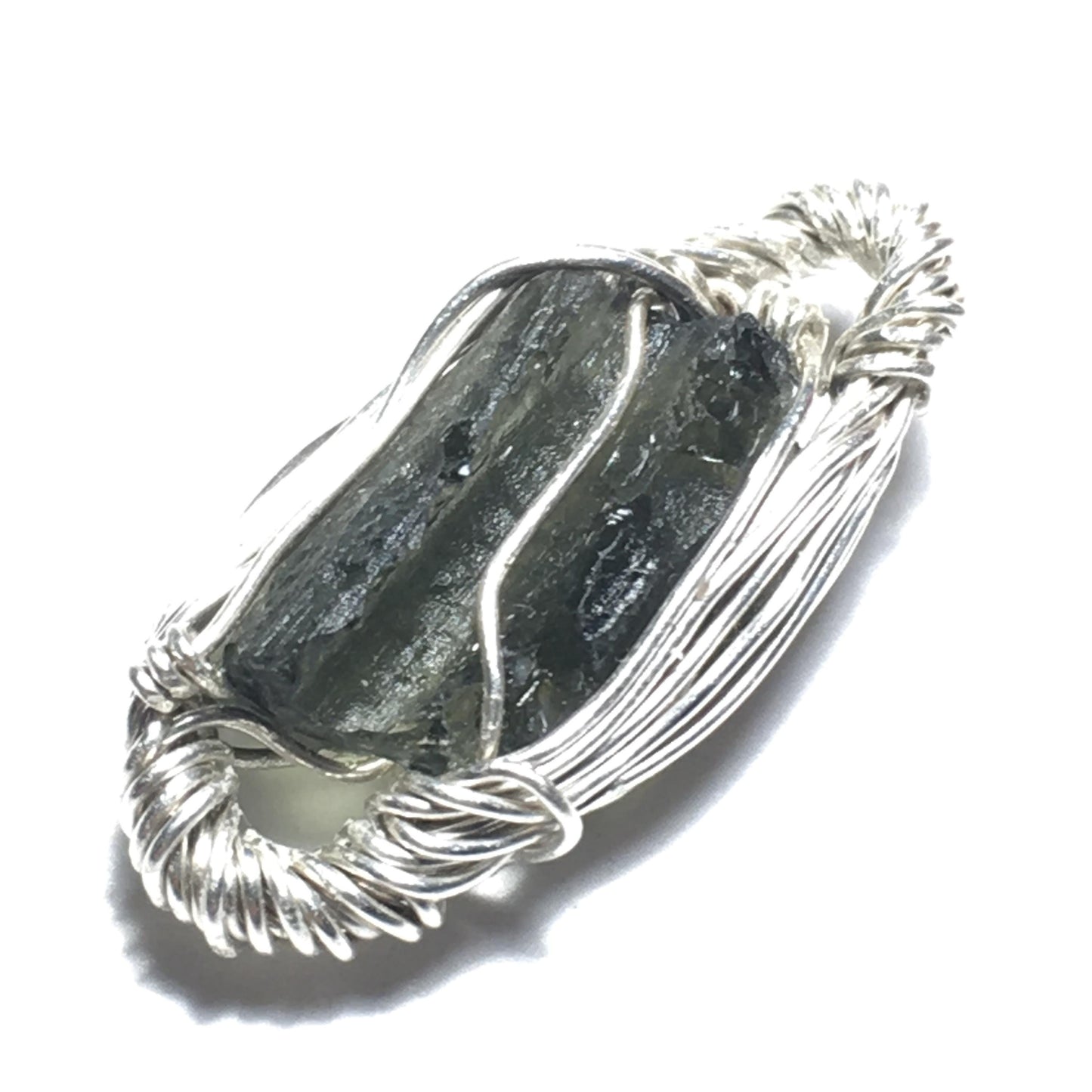MOLDAVITE Bracelet Bead - Meteorite and Silver