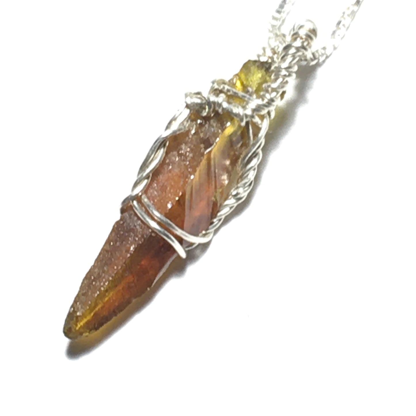 Yellow Zincite Crystal Pendant 925 Sterling Silver