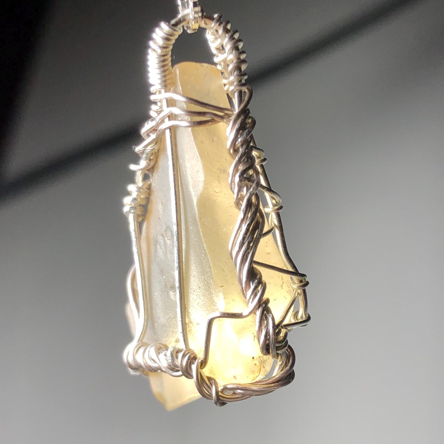 Libyan Desert Glass and Silver Pendant
