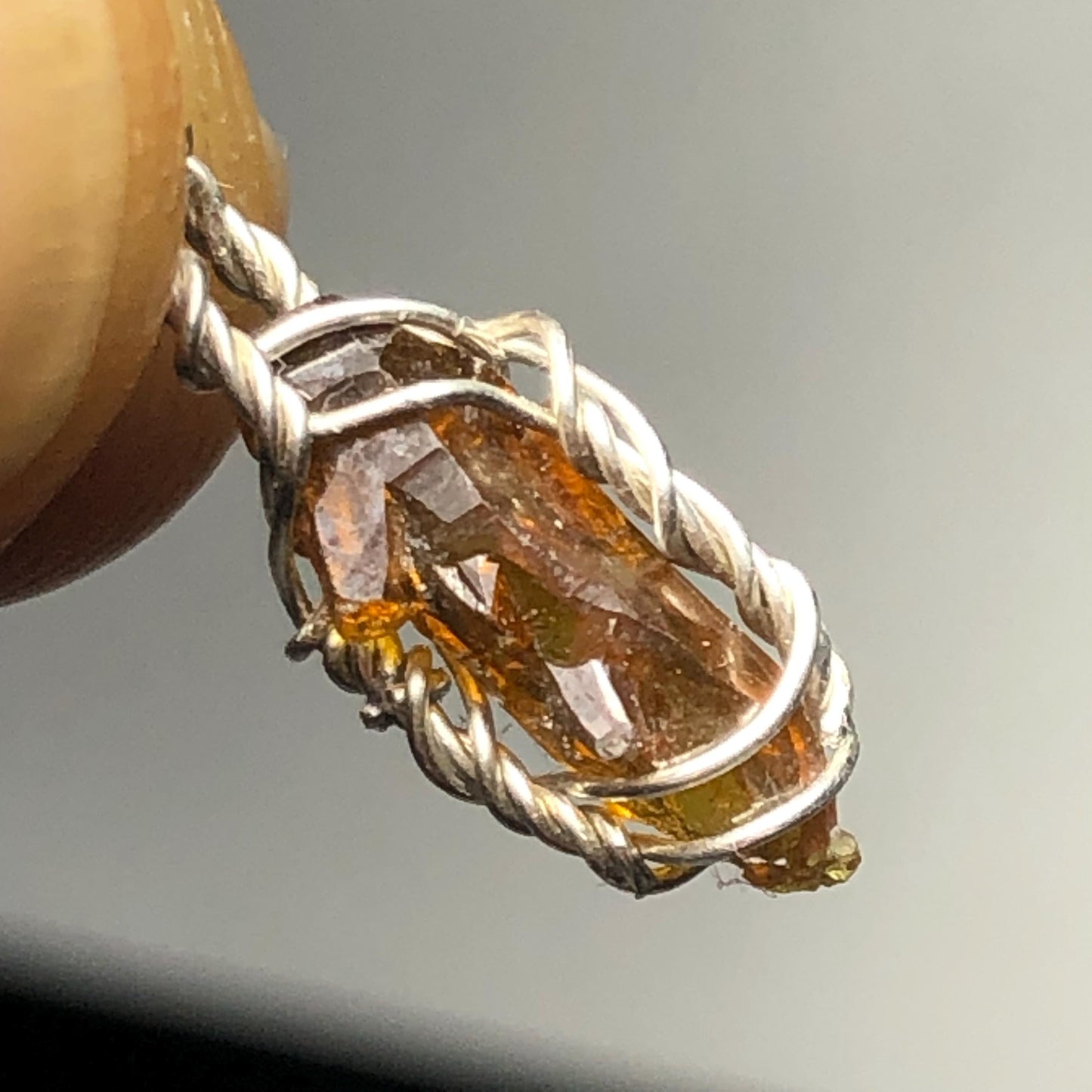 Orange Zincite Pendant on Silver