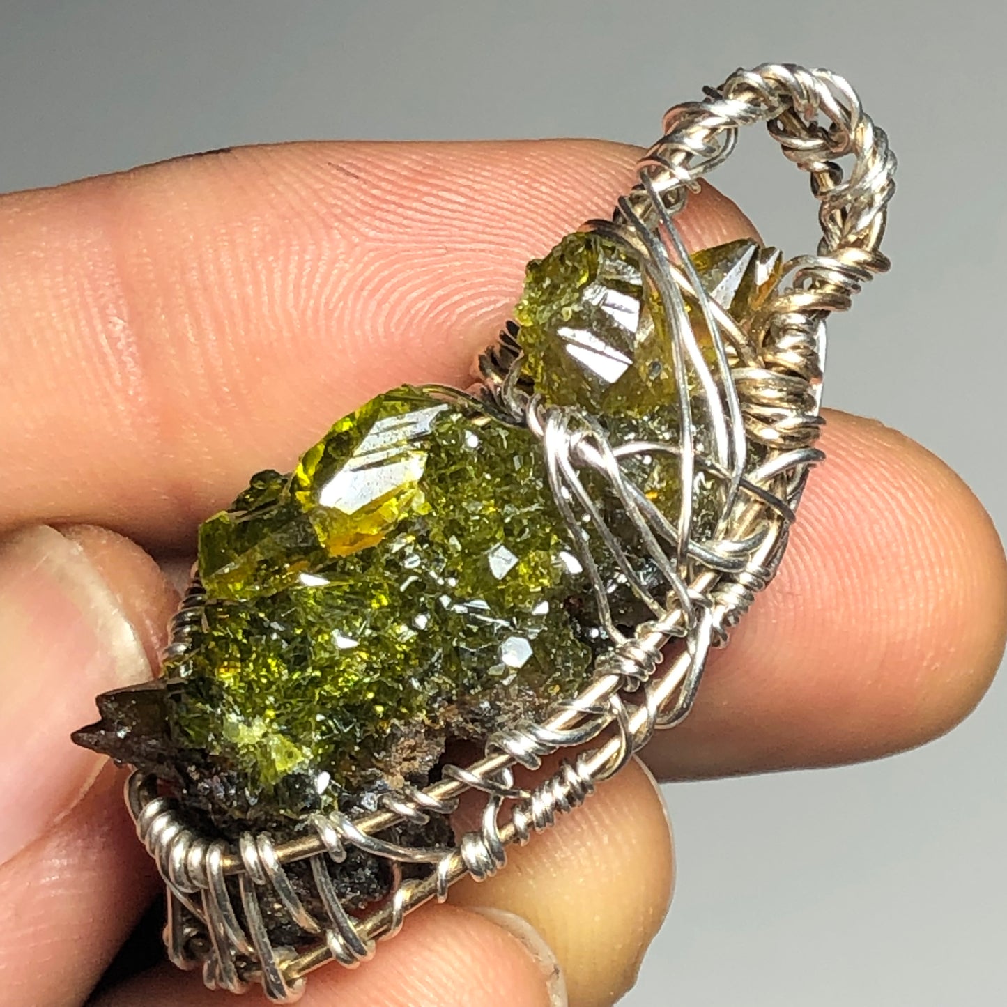 Big Green Zincite Cluster Pendant