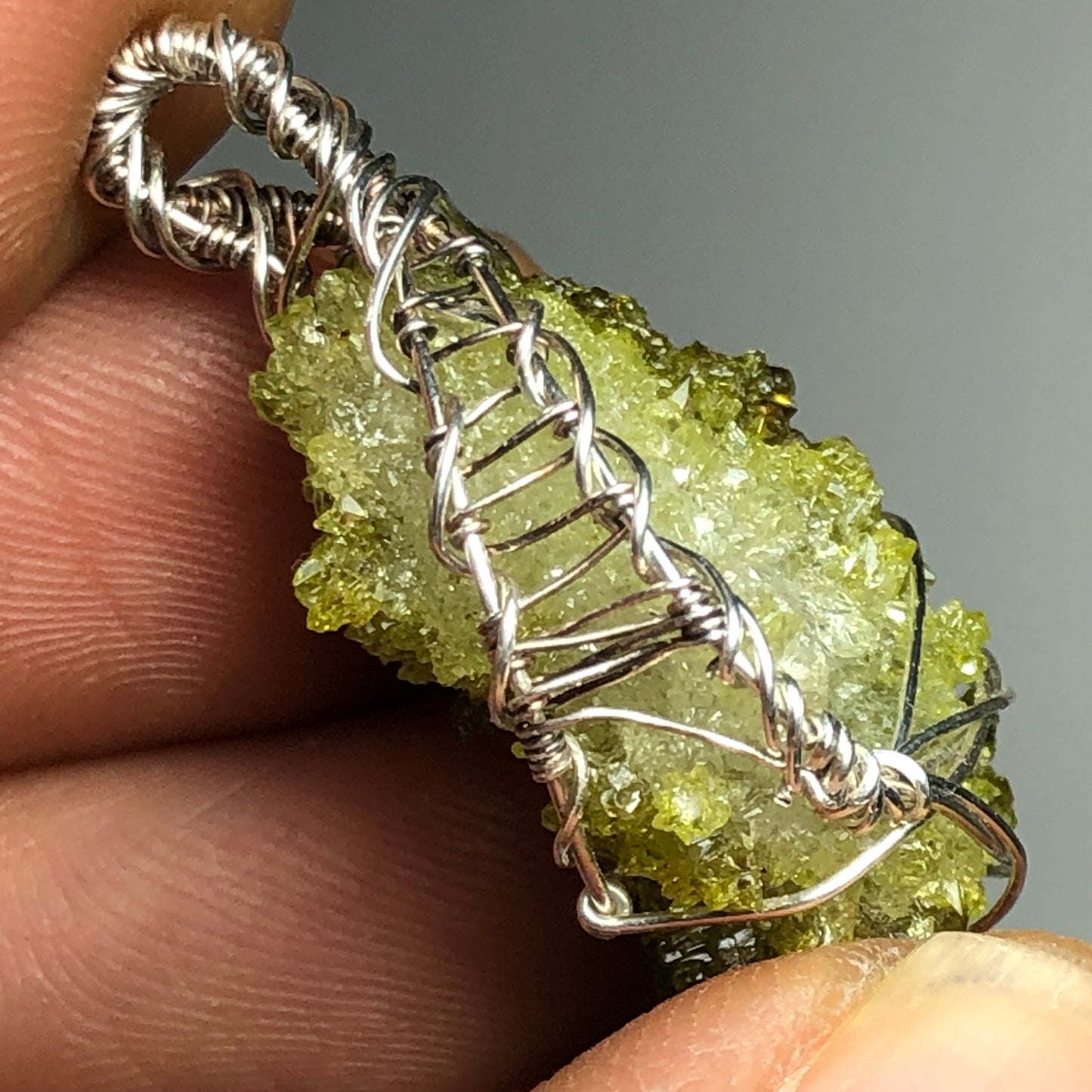 Green Zincite Cluster Pendant