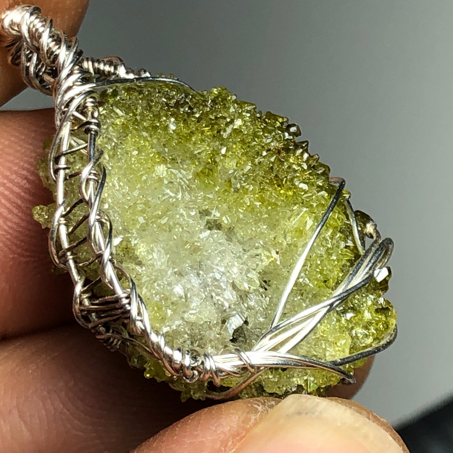 Green Zincite Cluster Pendant