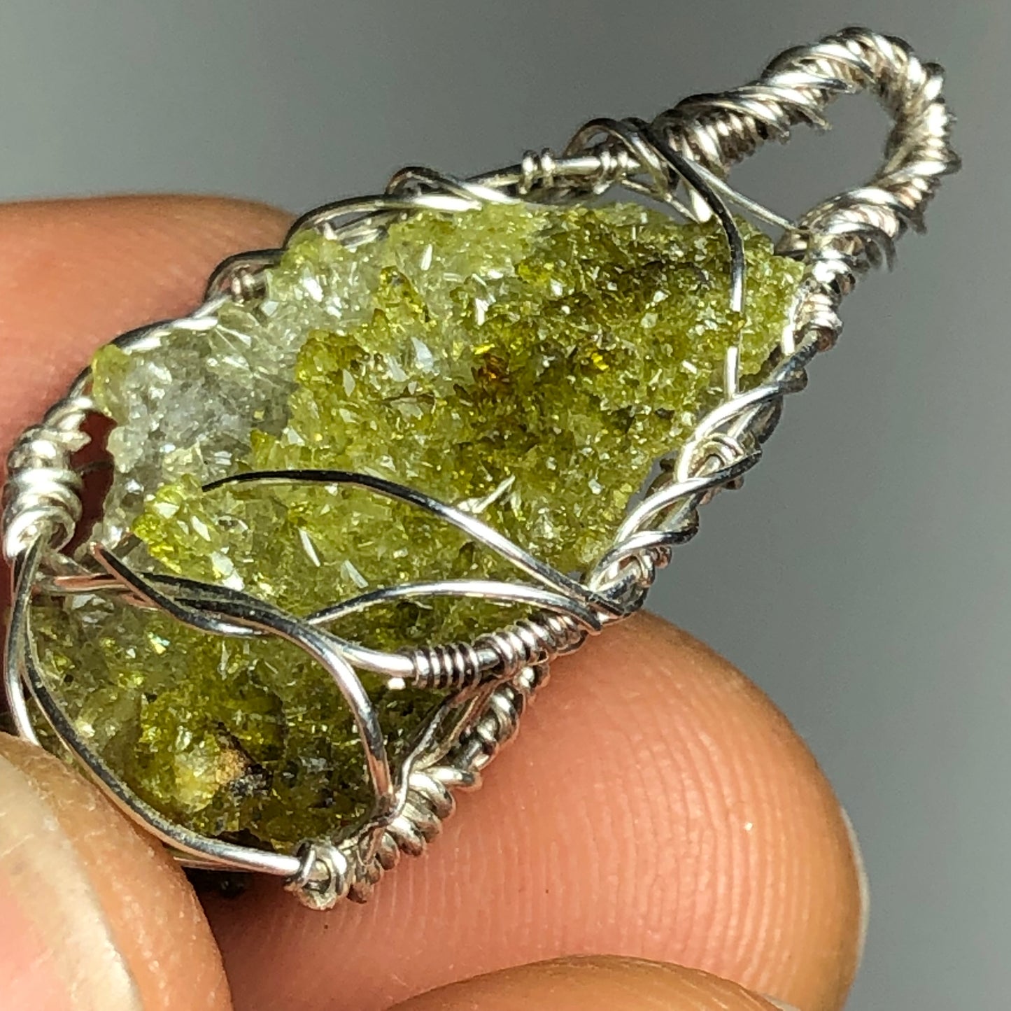 Green Zincite Cluster Pendant
