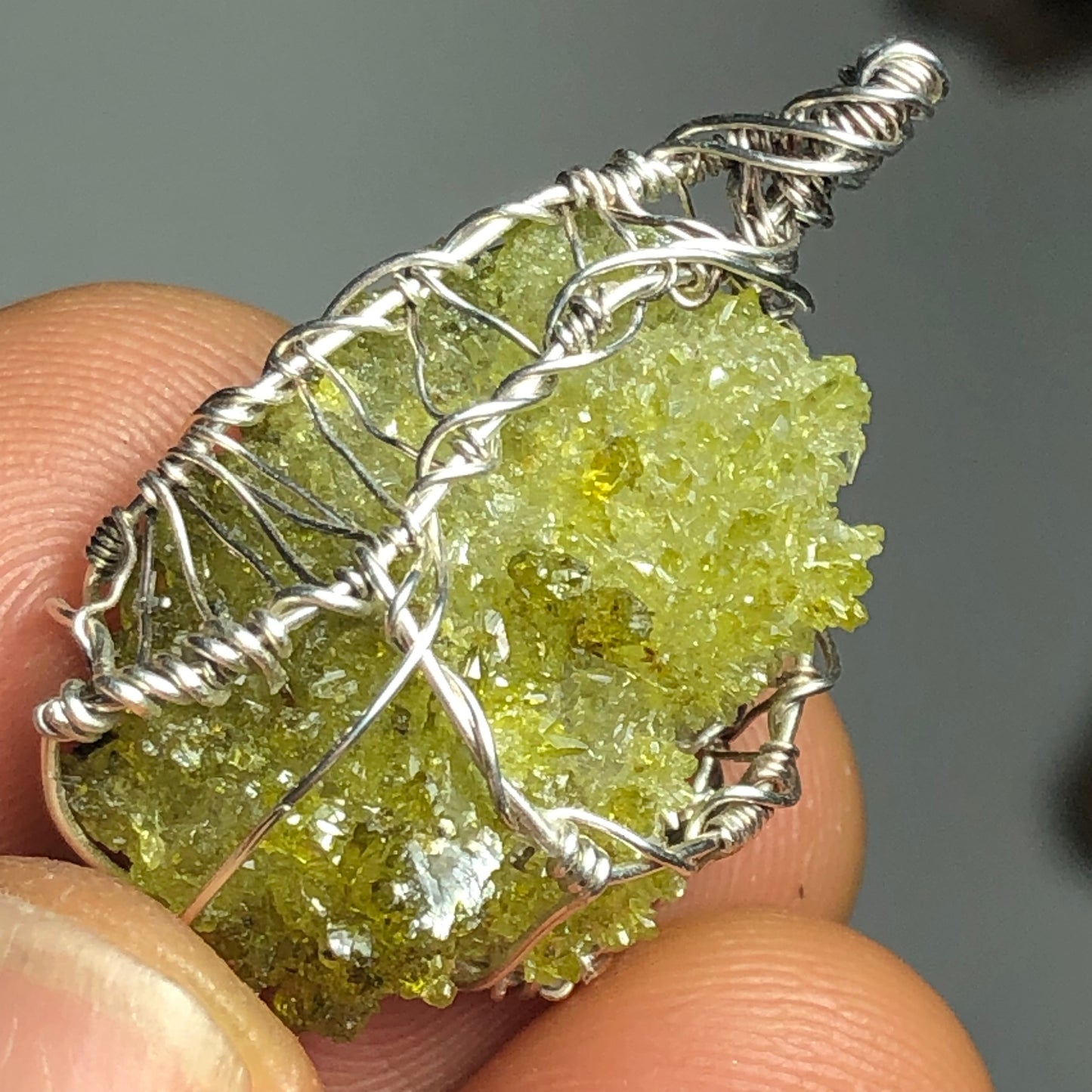 Green Zincite Cluster Pendant