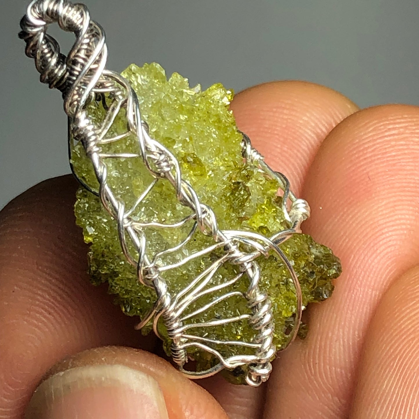 Green Zincite Cluster Pendant