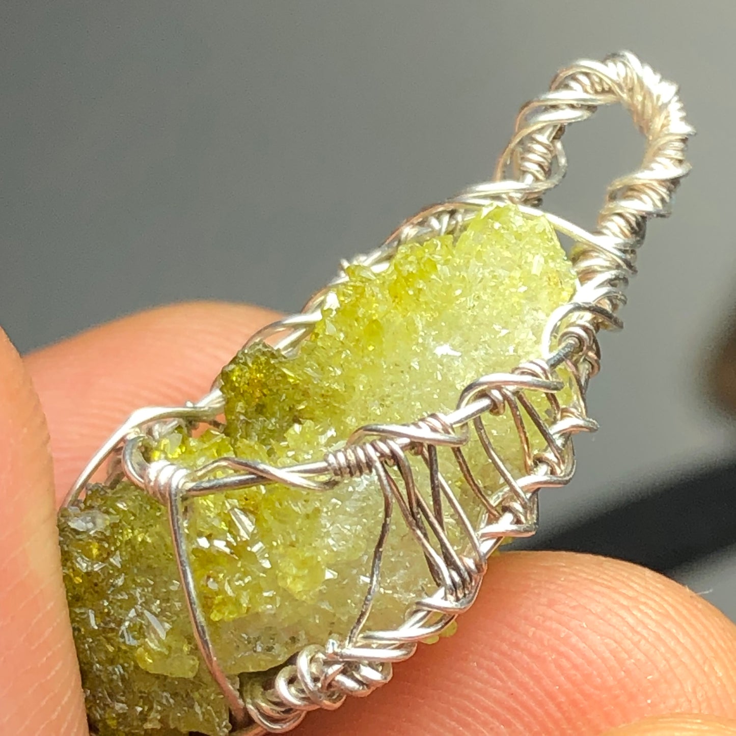 Green Zincite Cluster Pendant