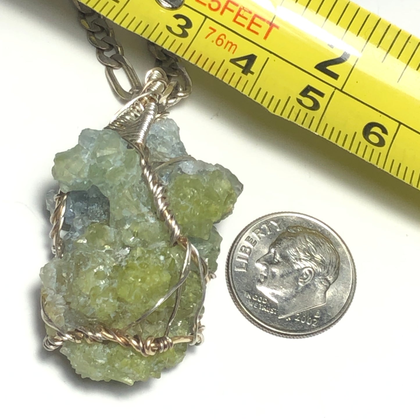 Green and Blue Zincite Cluster Pendant