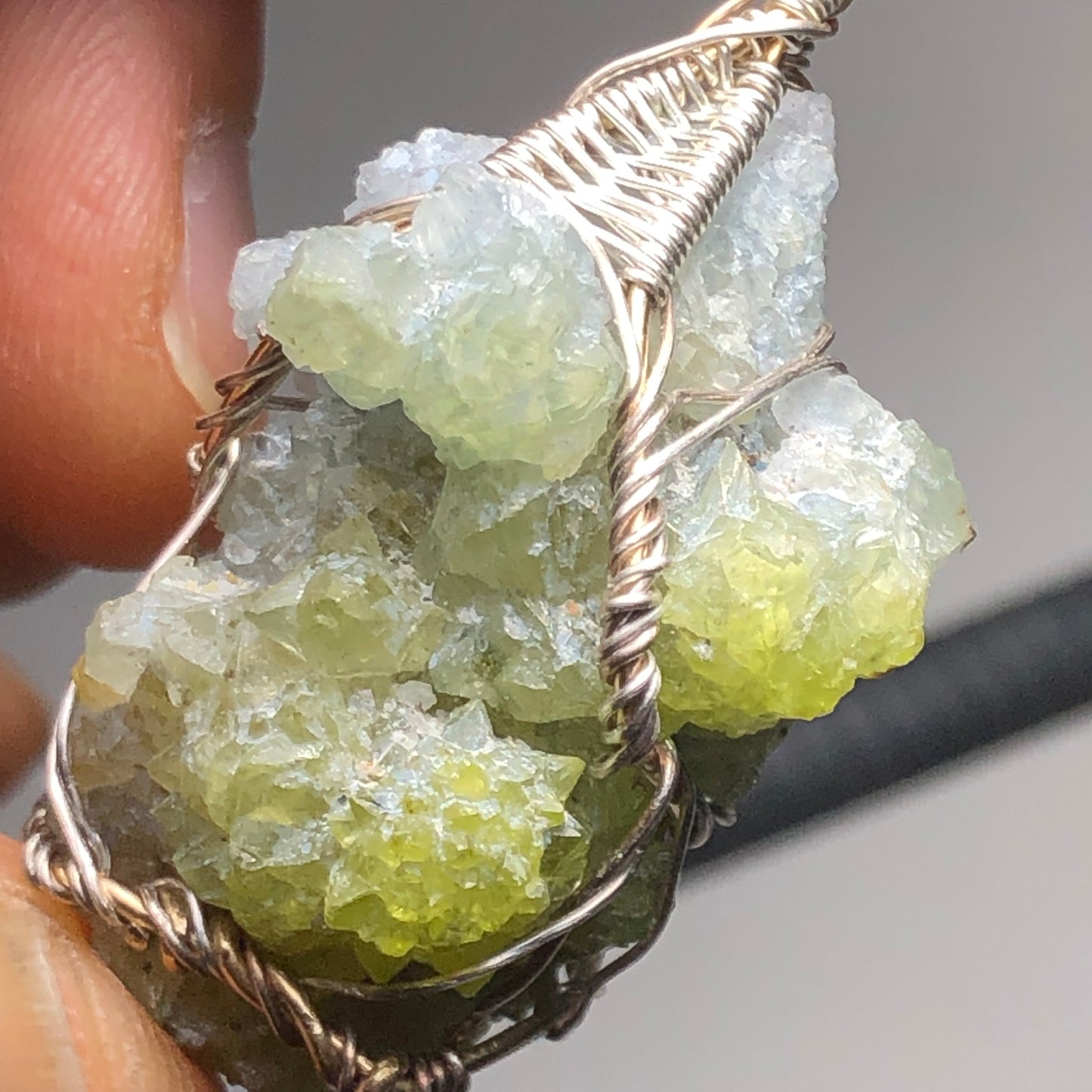 Green and Blue Zincite Cluster Pendant