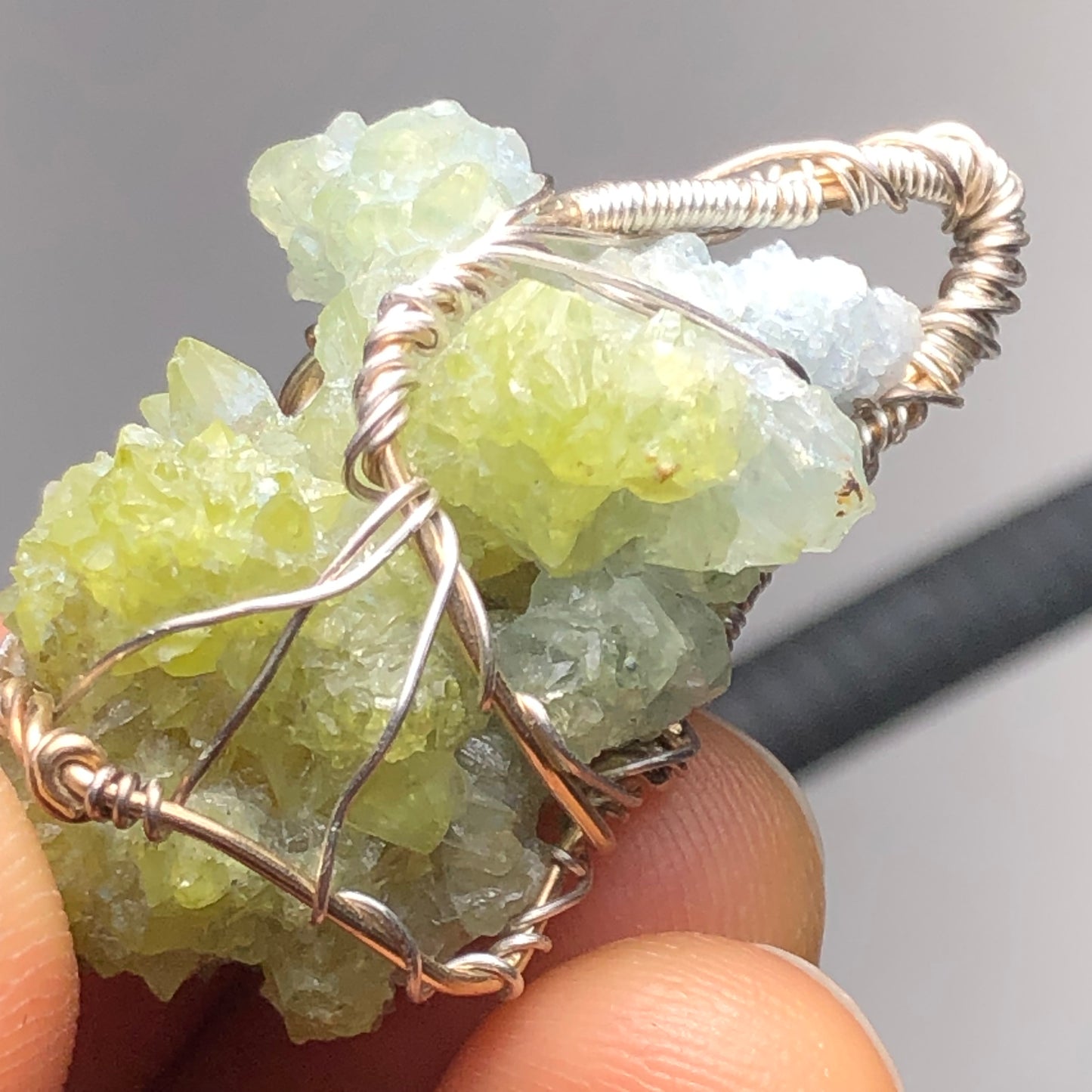 Green and Blue Zincite Cluster Pendant