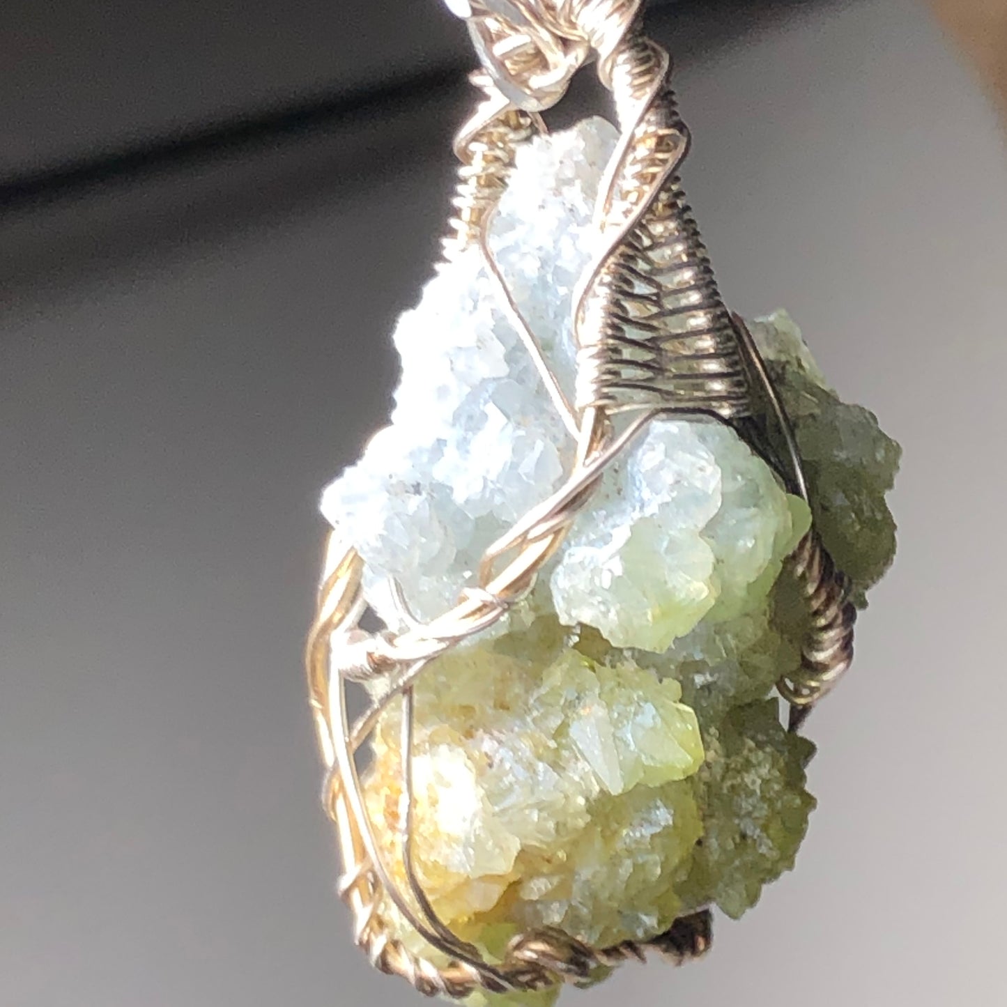 Green and Blue Zincite Cluster Pendant