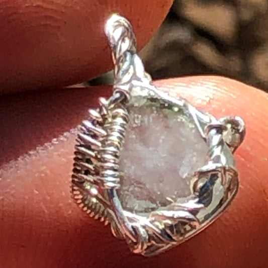 Watermelon Tourmaline and Silver Handmade Wire-Wrap Pendant