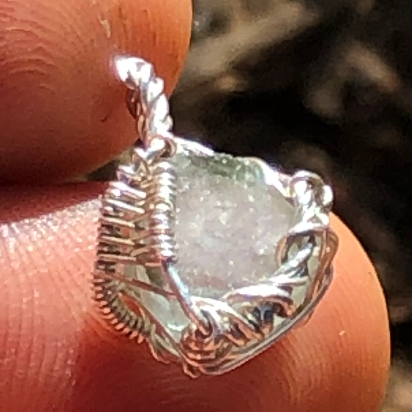 Watermelon Tourmaline and Silver Handmade Wire-Wrap Pendant
