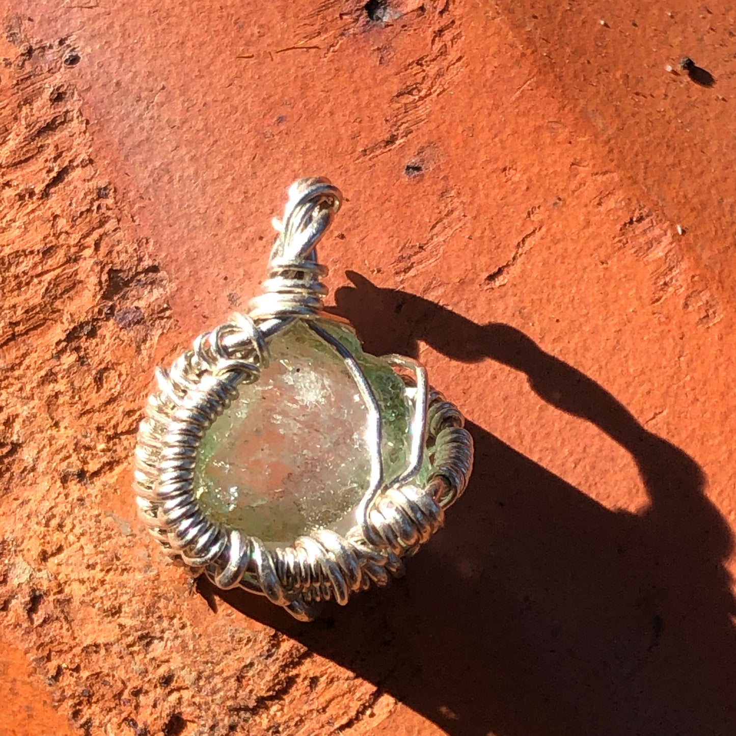 Watermelon Tourmaline and Silver Handmade Wire-Wrap Pendant