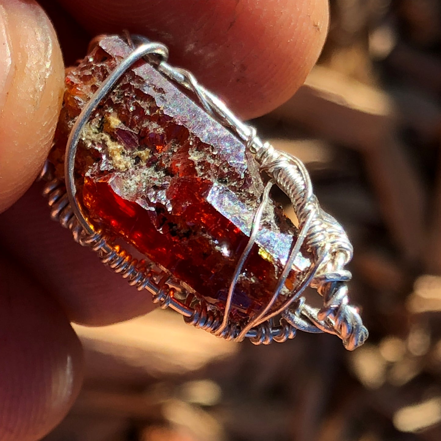 AAA Red Zincite Cluster Pendant