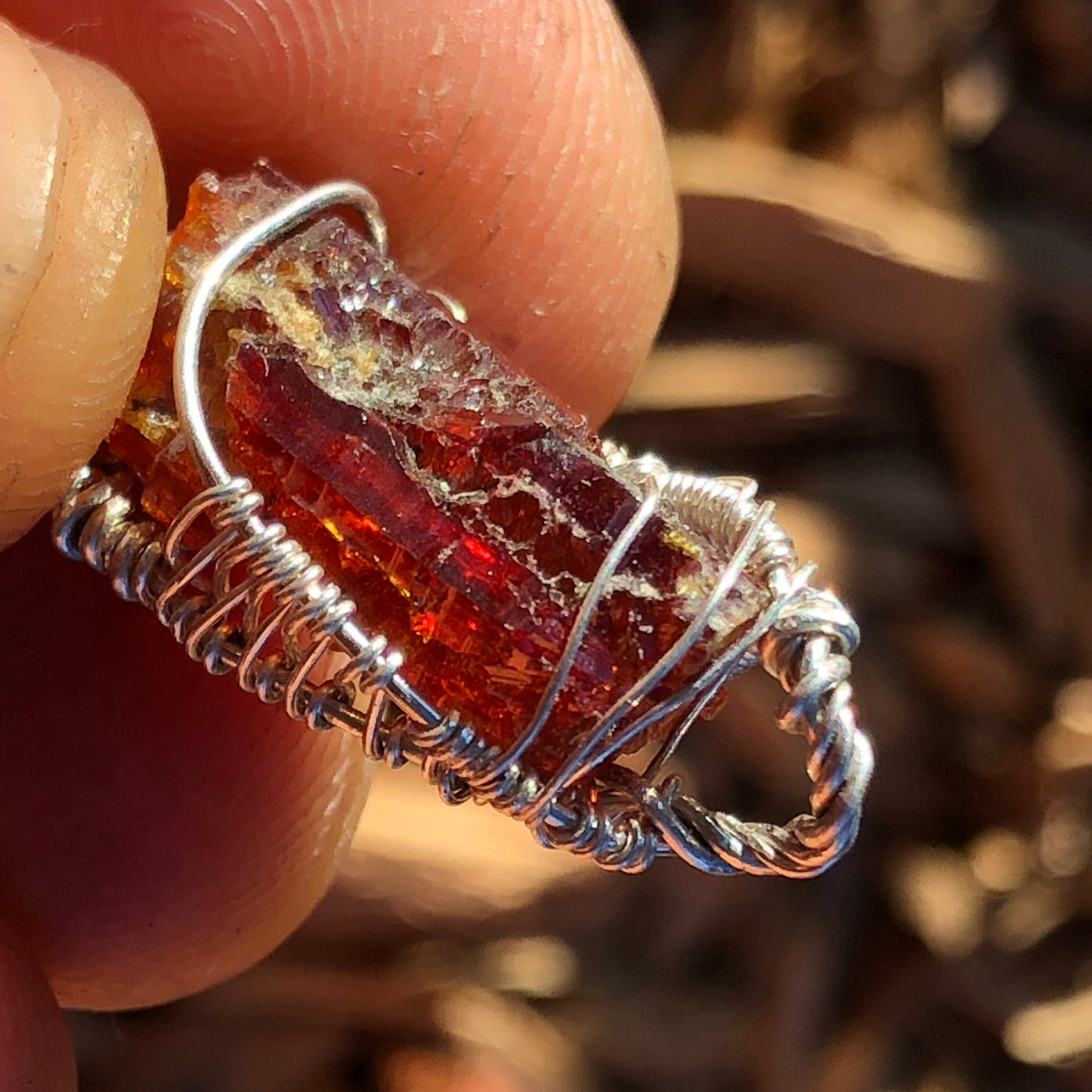 AAA Red Zincite Cluster Pendant