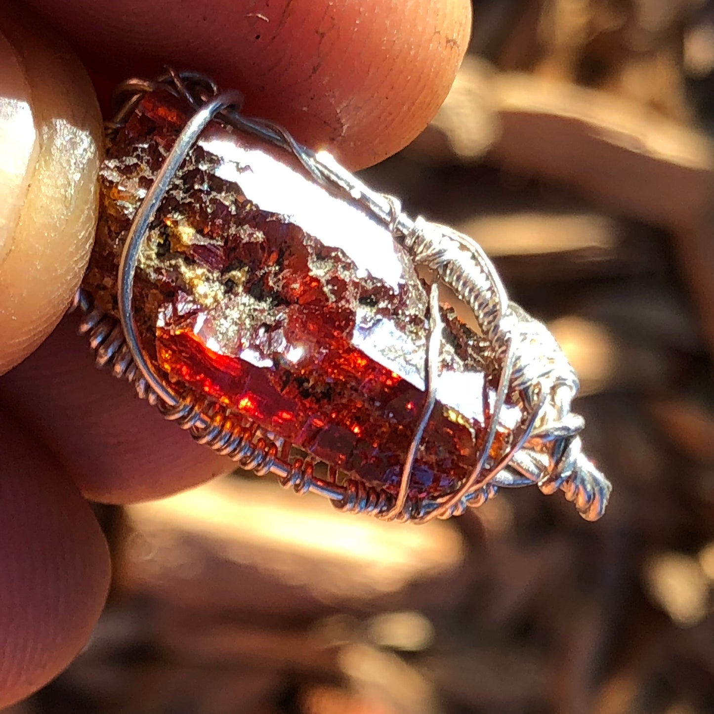 AAA Red Zincite Cluster Pendant