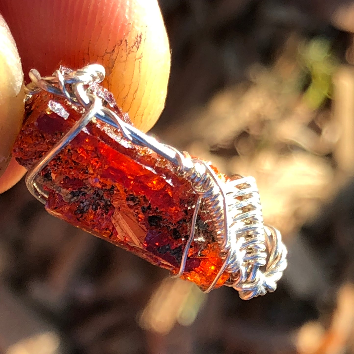 AAA Red Zincite Cluster Pendant