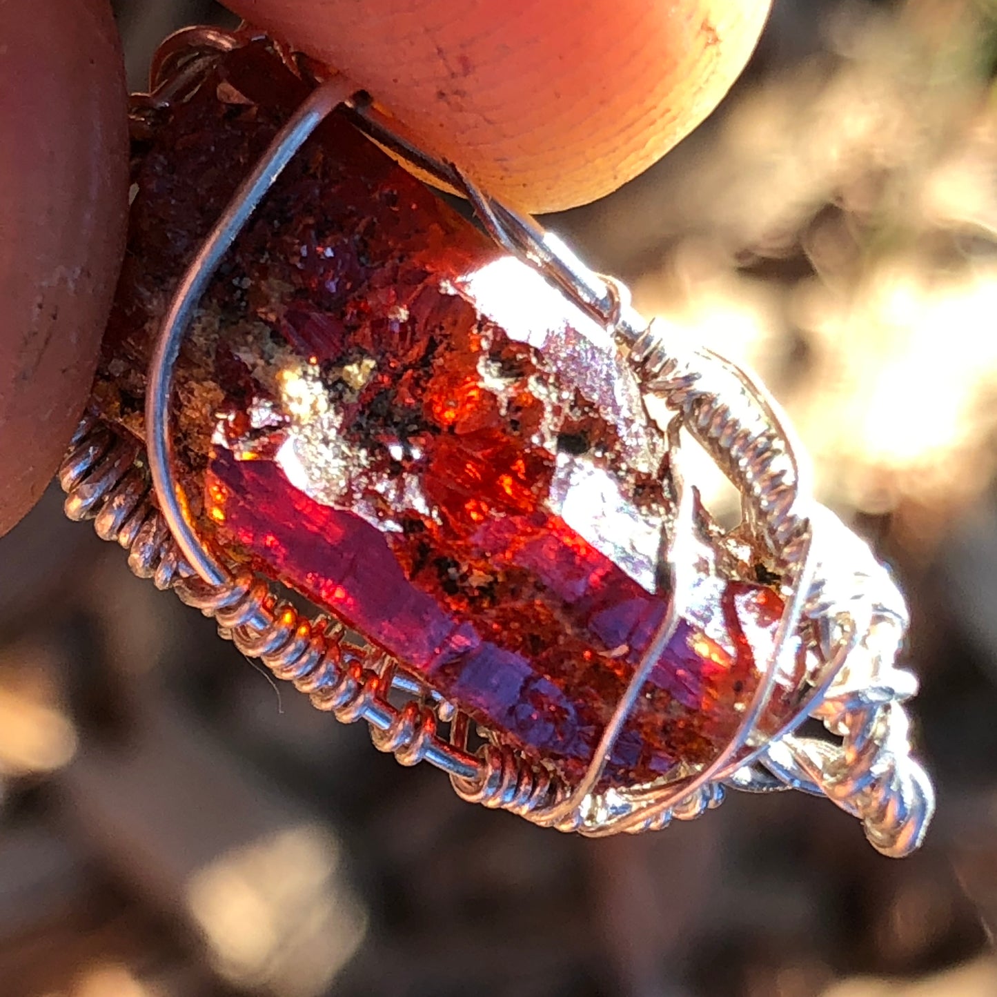 AAA Red Zincite Cluster Pendant