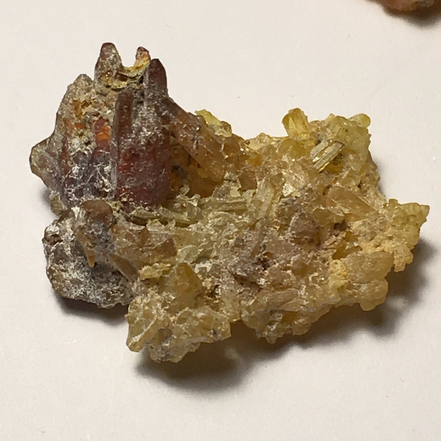 Perfectly matched set of 3 Gemmy Zincite Clusters (Red Green Yellow)