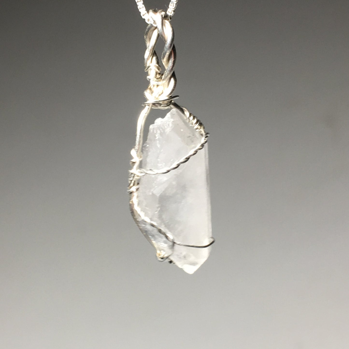 Silver and Double Terminated Arkansas Quartz pendant