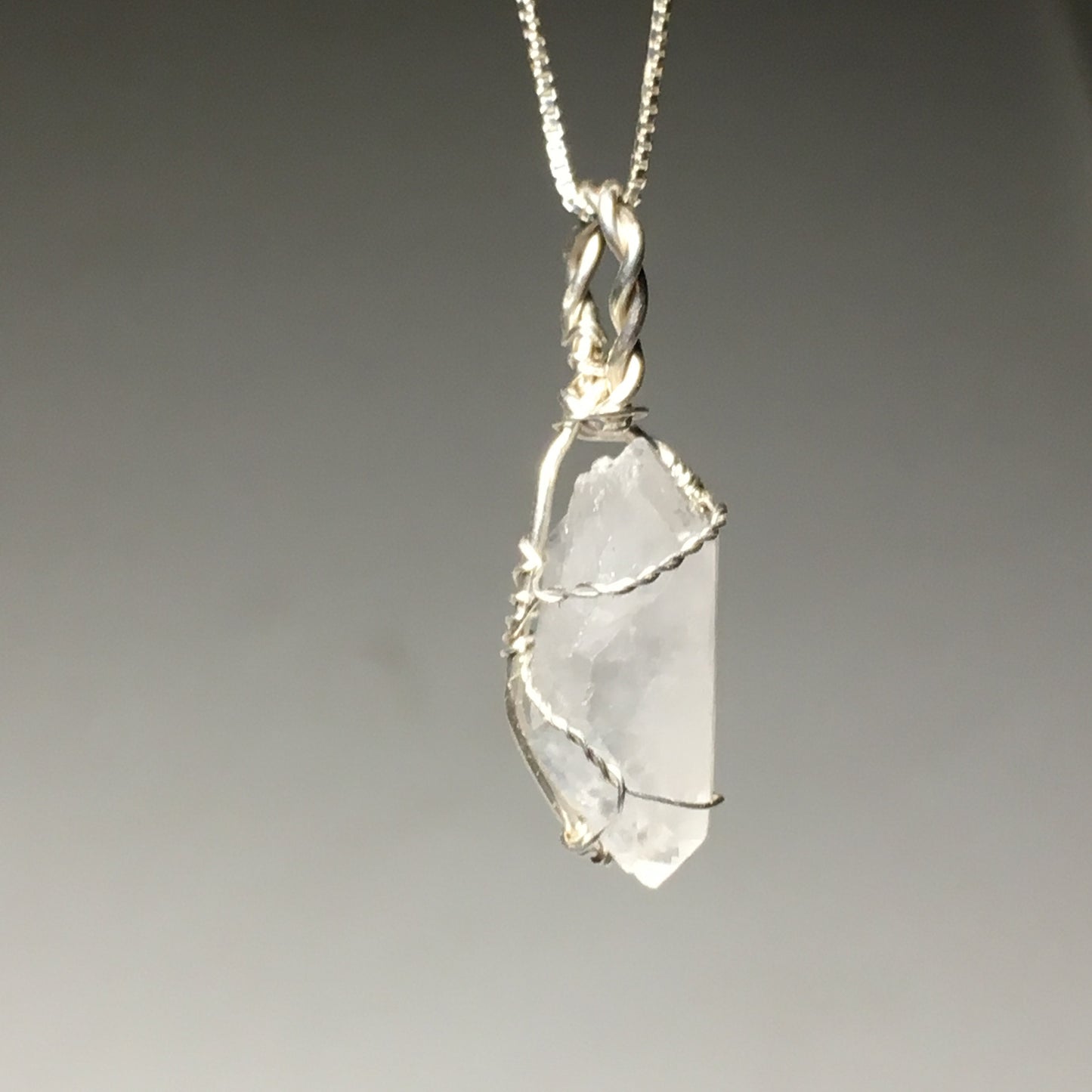 Silver and Double Terminated Arkansas Quartz pendant