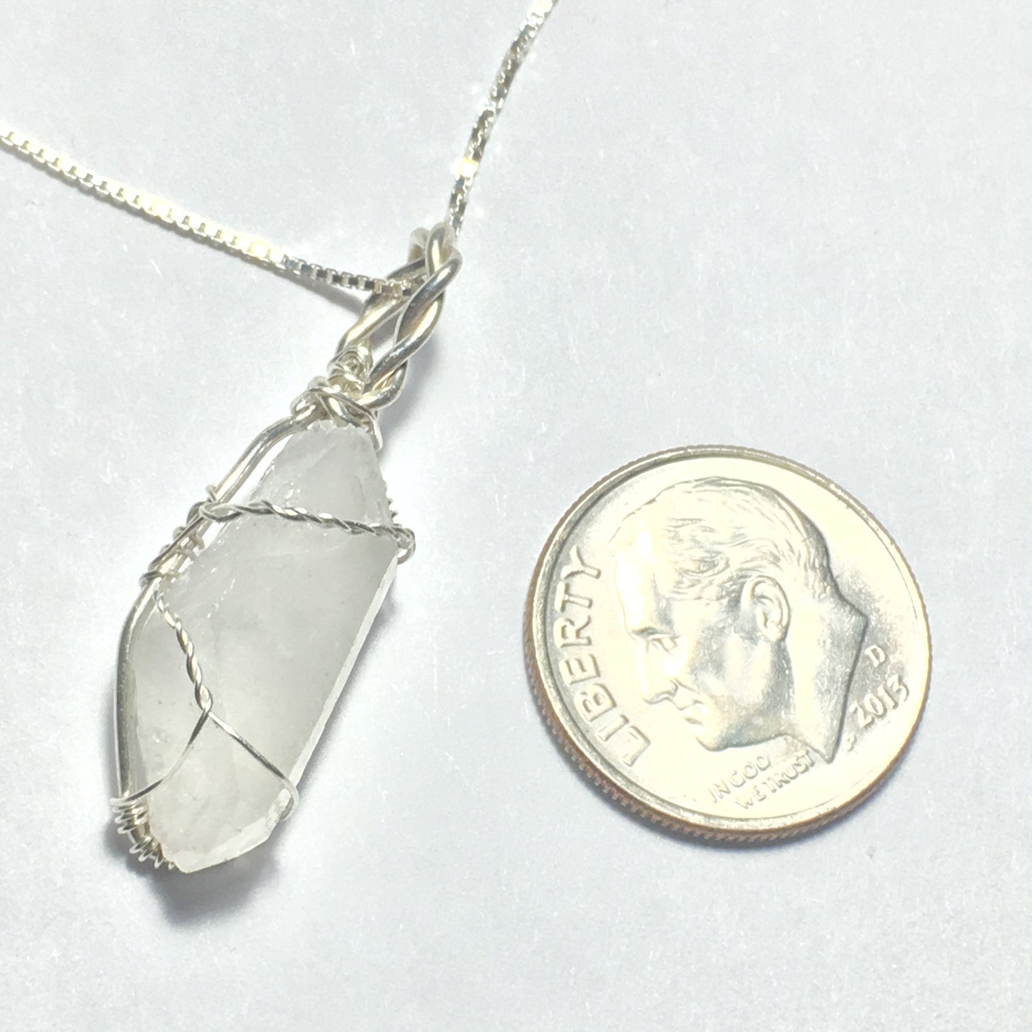 Silver and Double Terminated Arkansas Quartz pendant